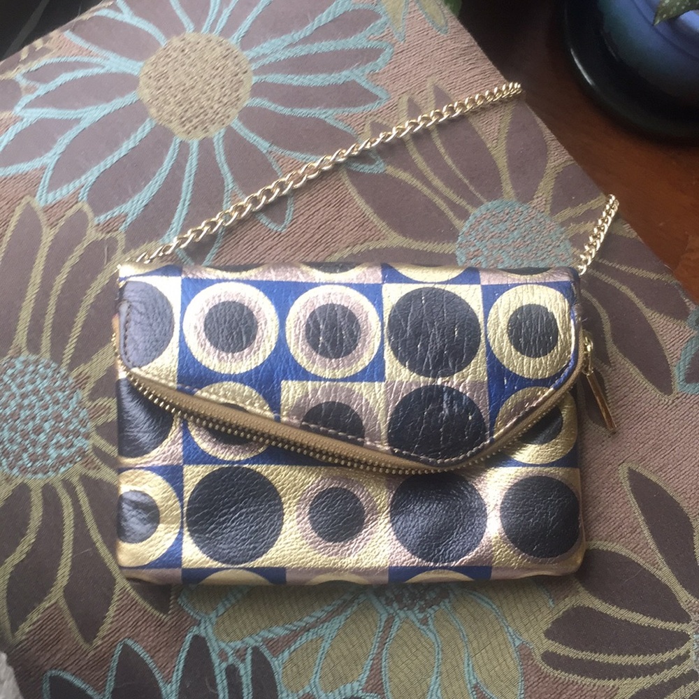 Hobo brand crossbody leather clutch black gold